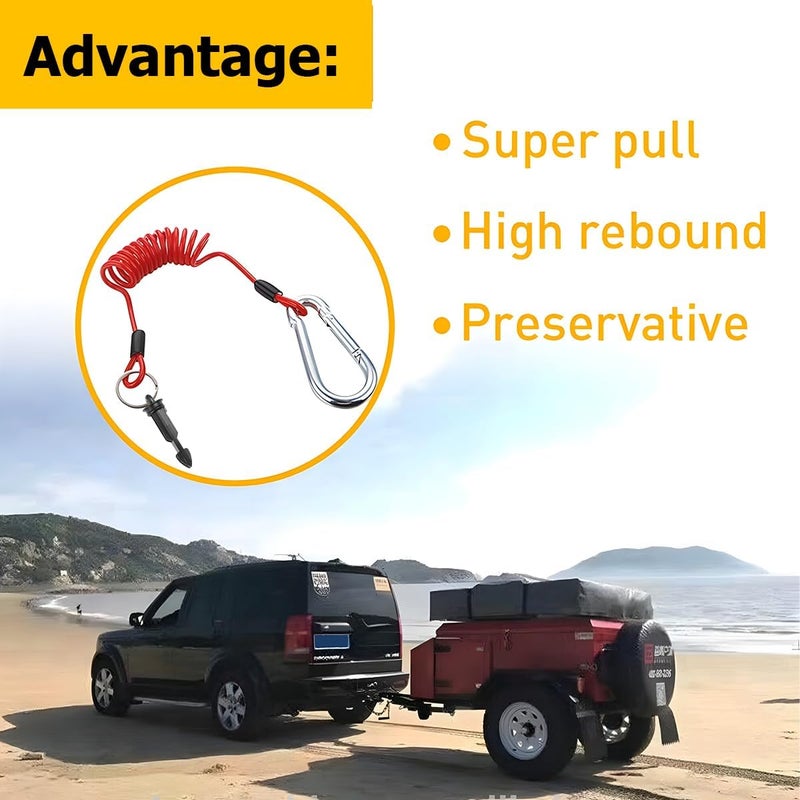 SWPHRT 4FT Trailer Breakaway Cable, Stainless Steel High Rebound RV Spring Towing Coiled Wire Safety Lanyard with Pin, Heavy Duty Camper Emergency Break Switch Wire, Universal for RV Trailer - Image 5